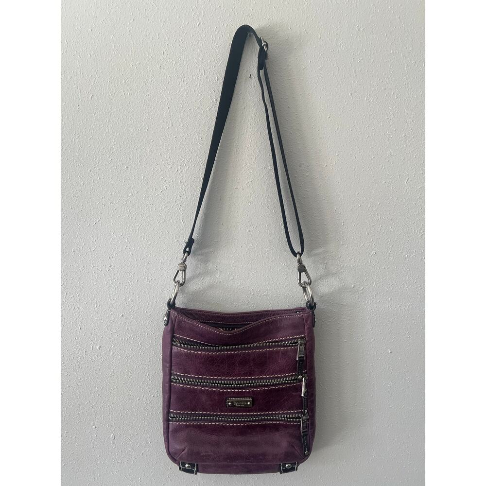 Tignanello crossbody bag multiple pockets‎ satin lining adjustable canvas strap